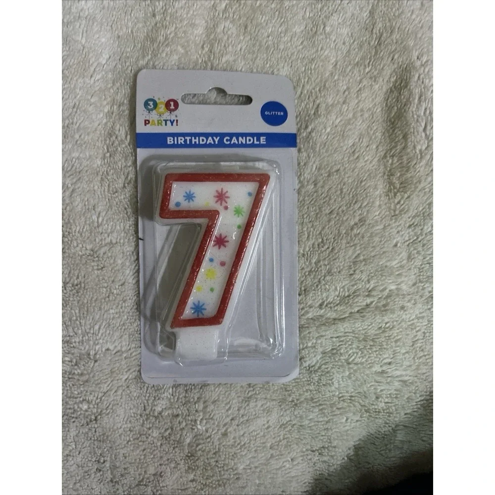 321‎ Party Glitter Birthday Candle 7! New! Seven!